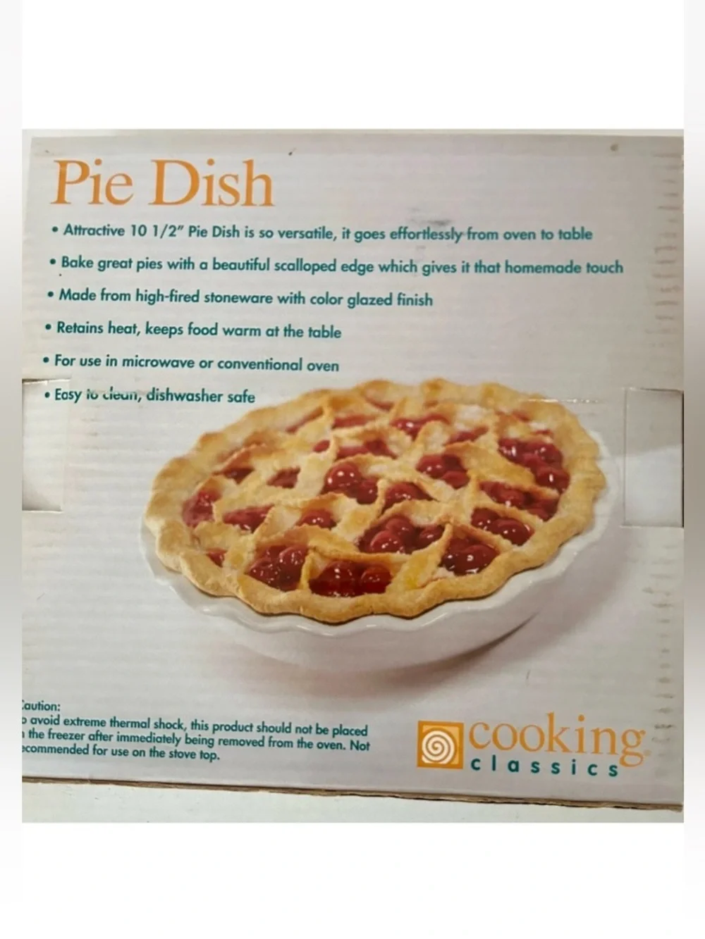 Cooking Classics | 10.5-inch White Stoneware Pie Dish